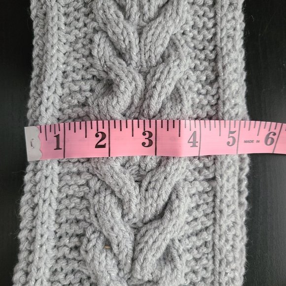Handmade Women's Cable Knit Headband Light Gray Sparkling One Size - Picture 8 of 14